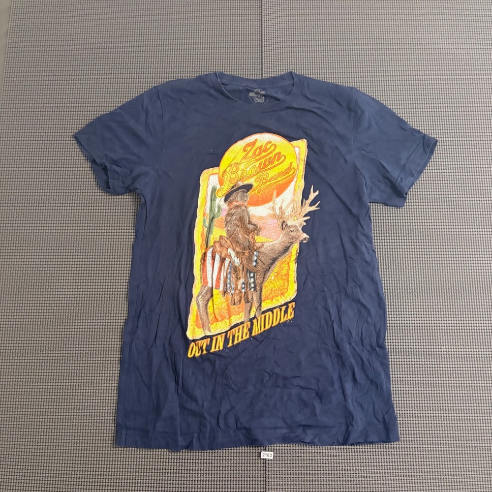 Zac Brown Band Out In The Middle Tour 2022 Graphic T-Shirt Navy Blue Medium